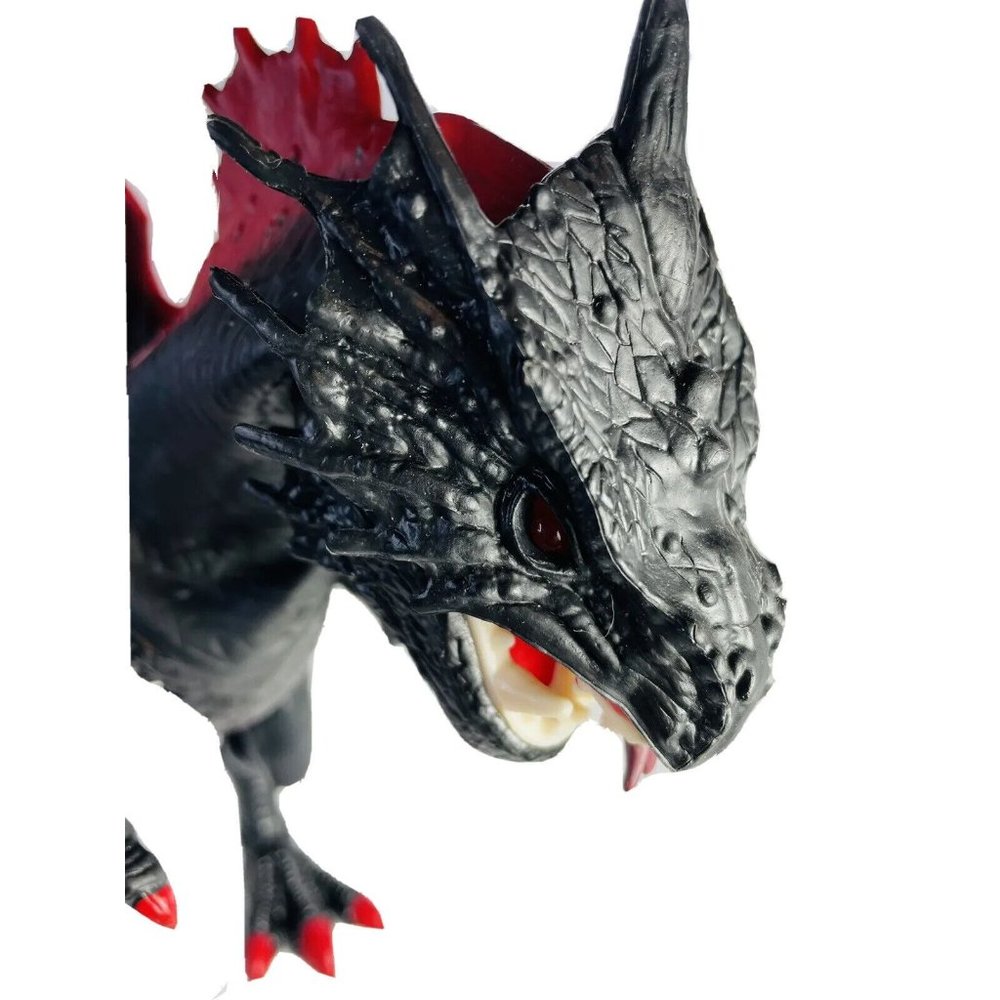 Dragon Large Toy 18 Inch Walking Roaring Moving Dragon-Lighted Red Eyes Black - Picture 9 of 12